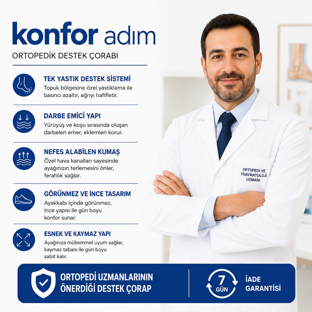 Konfor Adım™ Ortopedik Çorap